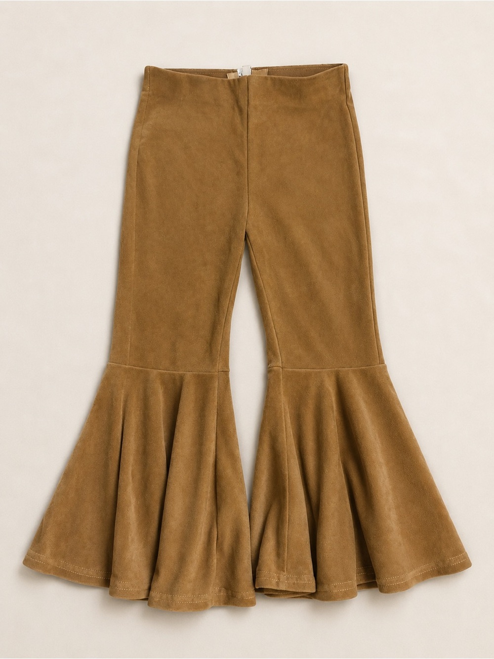 Shyanne Kids Velvet Flared Bell-Bottom Pants - Camel Brown